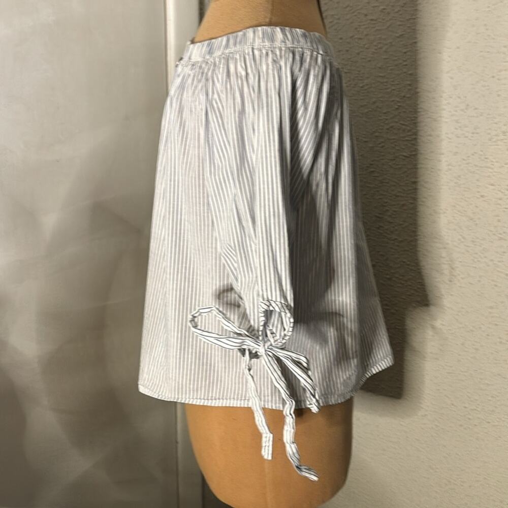LaBanga Boat Neck Striped Blue/White Top L Tie Sleeves Nautical Preppy Casual - Picture 4 of 11
